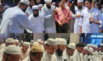 लुधियाना जामा मस्जिद में काली पट्टियां बांध के जुम्मे की नमाज अदा की गई